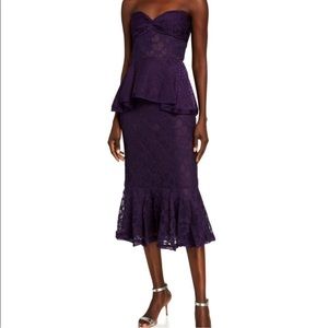 Flor et. al Ashley Strapless Heart Lace Peplum Midi Dress